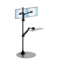 Monitor Floor Stand - Offset Pole -TechCore Sales Store 192offset floor stand pole mount dual monitor keyboard tray 1