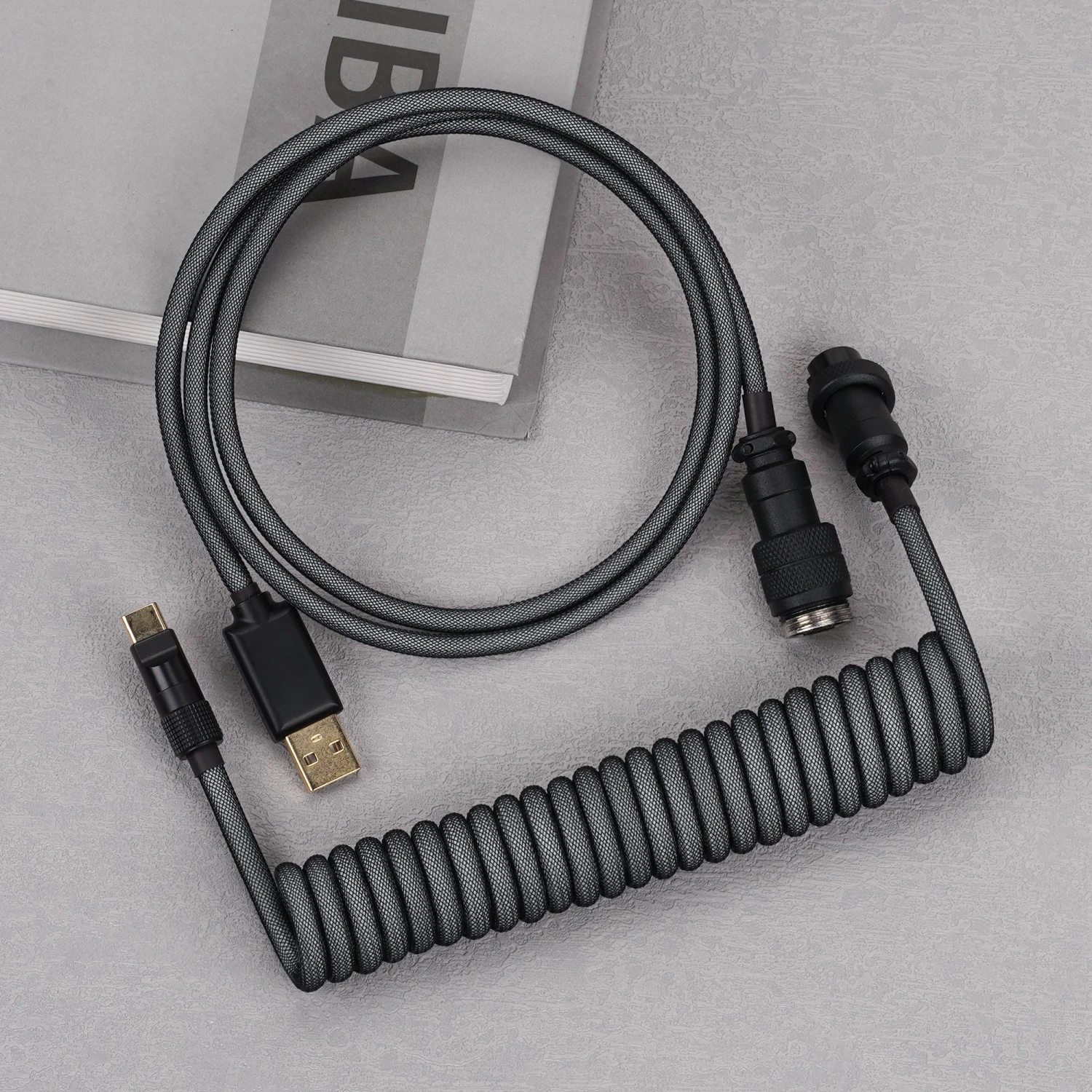 KBDfans Custom Keyboard KBDFANS Grey&BLACK HANDMADE CUSTOM MECHANICAL KEYBOARD USB-C CABLE 4 KBDfans Custom Keyboard KBDFANS Grey&BLACK HANDMADE CUSTOM MECHANICAL KEYBOARD USB-C CABLE - Image 4