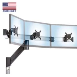 CMT2415 Triple Monitor Arm -TechCore Sales Store cmt2415kit hd steel triple computer monitor arm front angle badge