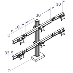 Connect-33 Dual Tier Six Monitor Stand -TechCore Sales Store connect 33 two tier triple beam three monitor stand iso spec view
