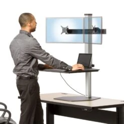 Dorian Dual Vertical Monitor Stand -TechCore Sales Store dor2 dorian sit stand dual mount desktop workstation iso up