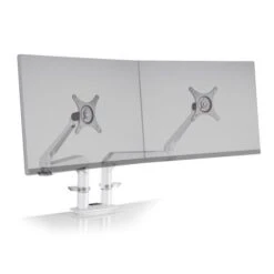 Dual EVO® Articulating Dual Monitor Arm -TechCore Sales Store evo d dual monitor arm white isometric view