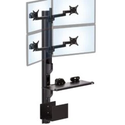 EC-TRACK Combo 3 Wall Mounted Workstation 14 EC-TRACK Combo 3 Wall Mounted Workstation -TechCore Sales Store four monitor keyboard cpu compact adjustable wall track mount retracted black 1