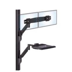 EC-TRACK Combo 2 Sit-Stand Workstation -TechCore Sales Store height adjustable dual monitor keyboard cpu wall track mount extended black