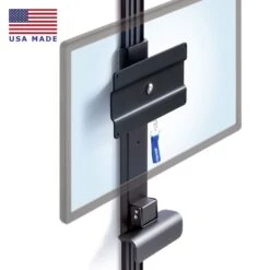 LeverLift Rotating Low Profile Monitor Slider Mount -TechCore Sales Store leverlift low profile monitor slider black isometric view with flag