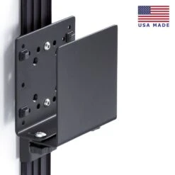 LeverLift Thin Client CPU Wall Mount -TechCore Sales Store leverlift regular thin client cpu holder plain front black isometric view with flag