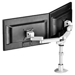 LS1512D Dual Monitor Stand 26 LS1512D Dual Monitor Stand -TechCore Sales Store ls1512d dual monitor stand back view horizontal arms adjacent screens gray