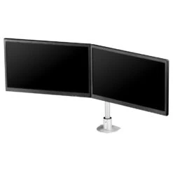 LS1512D Dual Monitor Stand 30 LS1512D Dual Monitor Stand -TechCore Sales Store ls1512d dual monitor stand front iso with desk mount gray