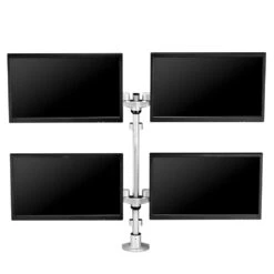 LS1512Q Quad Monitor Stand -TechCore Sales Store ls1512q quad monitor stand front mounted to pole with desk clamp gray