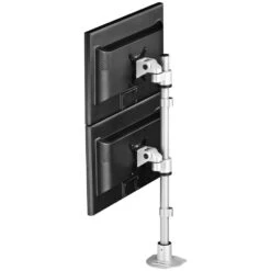 LS413D Dual Monitor Mount -TechCore Sales Store ls413 dual monitor stand side back view two screens stacked vertically gray