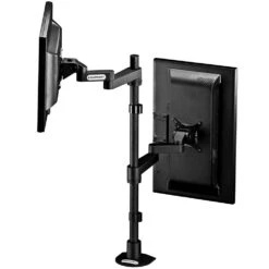 LS9137D Adjustable Dual Monitor Stand 29 LS9137D Adjustable Dual Monitor Stand -TechCore Sales Store ls9137d dual monitor stand opposite facing screens set to landscape and portrait on pole mount black