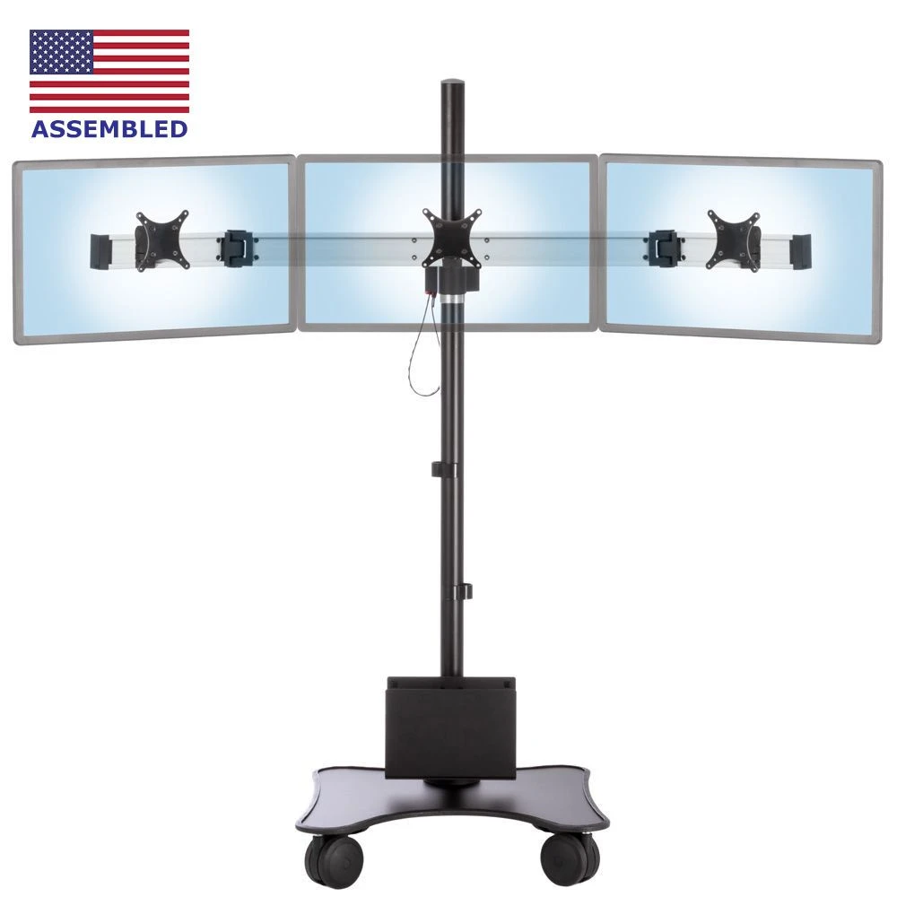 MCART-EZ3 Heavy-Duty Mobile Triple Monitor Cart 2 MCART-EZ3 Heavy-Duty Mobile Triple Monitor Cart - Image 2