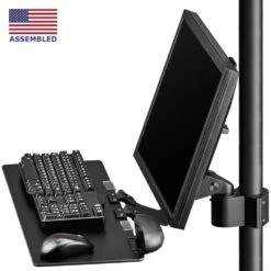 PM40 Pole Mount Bracket With Keyboard Tray 9 PM40 Pole Mount Bracket With Keyboard Tray -TechCore Sales Store pm40 bb103 pole monitor tilt back arm keyboard tray side view black