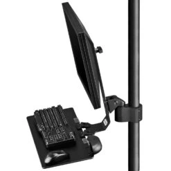 PM40 Pole Mount Bracket With Keyboard Tray 7 PM40 Pole Mount Bracket With Keyboard Tray -TechCore Sales Store pm40 bb103 pole mount monitor arm keyboard tray side view tilt forward black