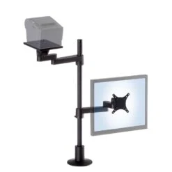 POS9137 Dual Arm Point Of Sale Stand -TechCore Sales Store pos9137 point of purchase mount black alternate configuration isometric front view
