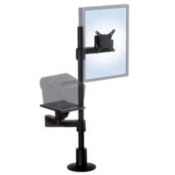 POS9137 Dual Arm Point Of Sale Stand -TechCore Sales Store pos9137 point of purchase mount black arms collapsed isometric front view