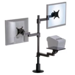 POS9137T Triple Mount PoS Mounting Solution -TechCore Sales Store pos9137t point of purchase mount black isometric front view