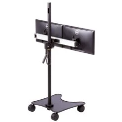 MCART-EZ2 Heavy-Duty Dual Monitor Cart -TechCore Sales Store rolling monitor cart 02 rear iso view black