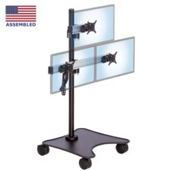 MCART-EZ12 Heavy-Duty Compact Triple Monitor Cart