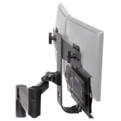 TRP2718D Data Entry Station: Dual Monitor Keyboard Arm -TechCore Sales Store trp2718d premium dual monitor arm keyboard tray system desk black folded 2020