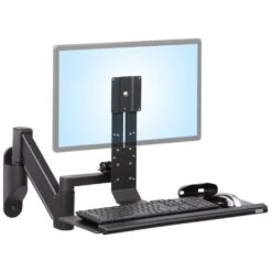 TRS2415 Heavy-Duty Keyboard And Monitor Arm -TechCore Sales Store trs2415 heavy duty monitor arm keyboard tray black wall mount lowered 2020