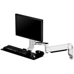TRS2718 Monitor Arm And Keyboard Tray -TechCore Sales Store trs2718 monitor arm keyboard tray system wall mount white extended