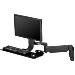 TRS2718 Monitor Arm And Keyboard Tray -TechCore Sales Store trs2718 premium monitor arm keyboard tray system wall mount black extended