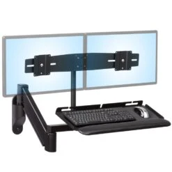 TRS2818D Dual Monitor And Keyboard Arm 12 TRS2818D Dual Monitor And Keyboard Arm -TechCore Sales Store trs2818d dual monitor keyboard tray arm black wall mount lowered 2020