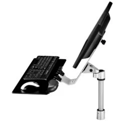 TRS413 Rotating Monitor Mount With Keyboard Tray 35 TRS413 Rotating Monitor Mount With Keyboard Tray -TechCore Sales Store trs413 desktop monitor stand keyboard tray tilted back gray