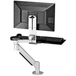 TRS7000 Monitor And Keyboard Arm 29 TRS7000 Monitor And Keyboard Arm -TechCore Sales Store trs7000 monitor arm keyboard tray kit back view desk mount up metallic gray