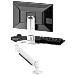 TRS7000 Monitor And Keyboard Arm 33 TRS7000 Monitor And Keyboard Arm -TechCore Sales Store trs7000 monitor arm keyboard tray kit back view desk mount up white