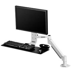 TRS7000 Monitor And Keyboard Arm 30 TRS7000 Monitor And Keyboard Arm -TechCore Sales Store trs7000 monitor arm keyboard tray kit front view up white