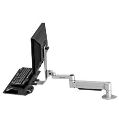 TRS7000 Monitor And Keyboard Arm 27 TRS7000 Monitor And Keyboard Arm -TechCore Sales Store trs7000 monitor arm keyboard tray kit side view desk mount horizontal metallic gray