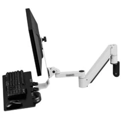 TRS7000 Monitor And Keyboard Arm 32 TRS7000 Monitor And Keyboard Arm -TechCore Sales Store trs7000 monitor arm keyboard tray kit side view wall mount up white