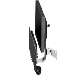 TRS91 Monitor Wall Mount With Keyboard Tray -TechCore Sales Store trs91 low profile wall mount monitor keyboard side view tray closed white