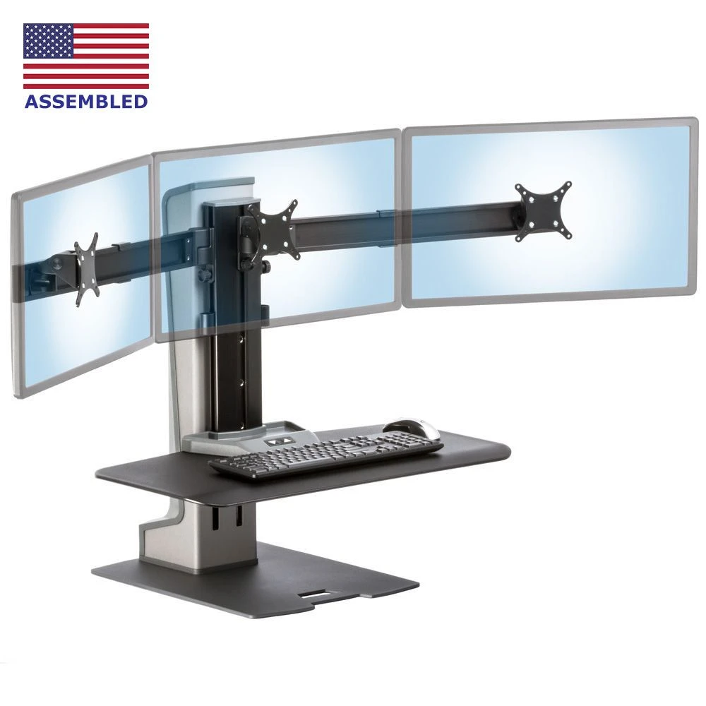 Triple Monitor Powered Sit-Stand Workstation 1 Triple Monitor Powered Sit-Stand Workstation